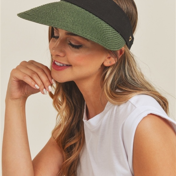 Olive Green & Black Sun Visor hat main image 4